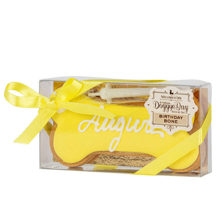 DoggyeBag Birthday Bone Biscotto per Cani Giallo 85 g DoggyeBag Birthday Bone Biscotto per Cani Giallo 85 g